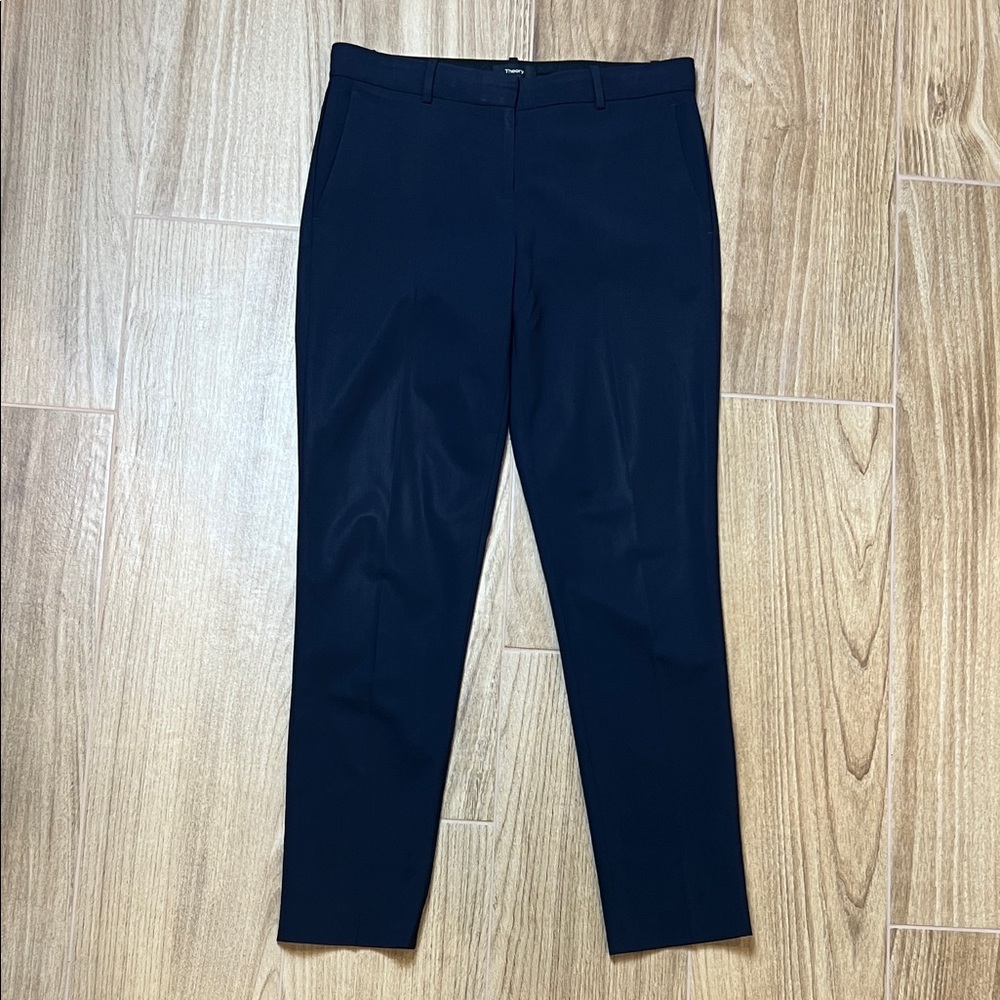 Theory Dark Blue Tapered Leg Trouser Wool Dress‎ Pants
